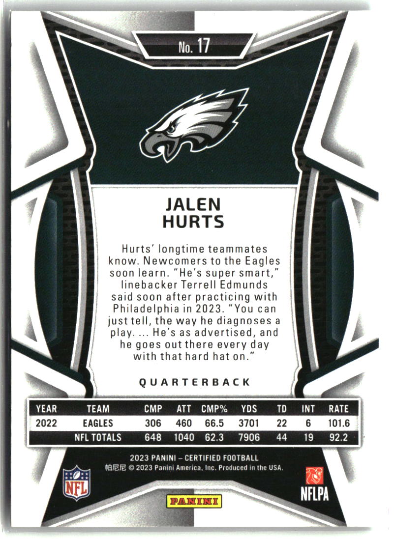 Jalen Hurts 2023 Panini Certified #17
