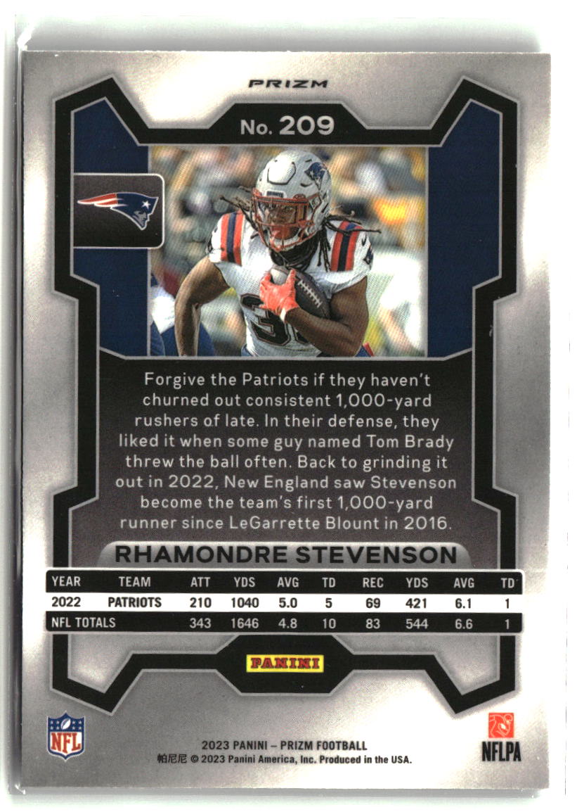 Rhamondre Stevenson 2023 Panini Prizm Silver #209