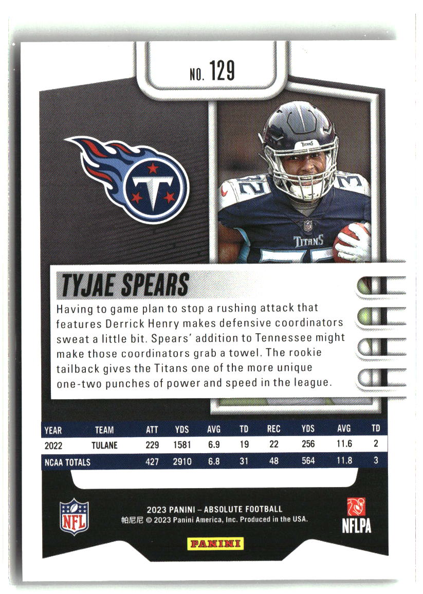 Tyjae Spears 2023 Panini Absolute Retail #129