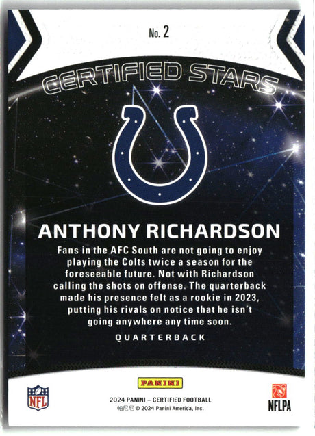 Anthony Richardson 2024 Panini Certified Certified Stars #2