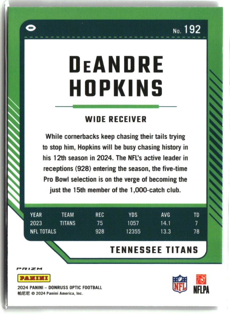 DeAndre Hopkins 2024 Donruss Optic Holo #192