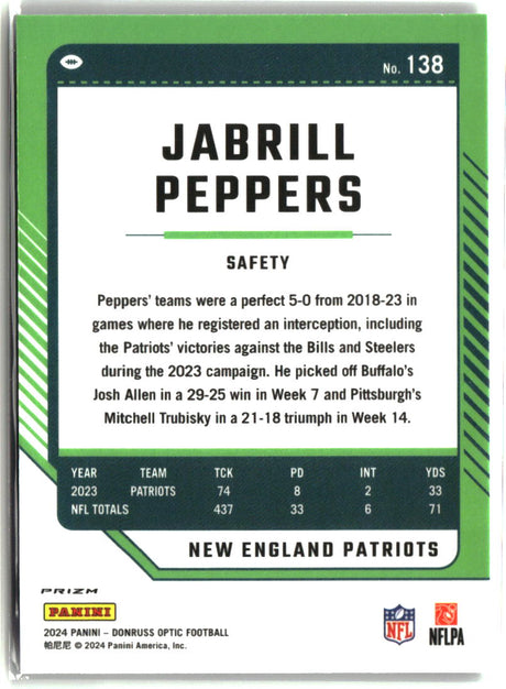 Jabrill Peppers 2024 Donruss Optic Holo #138