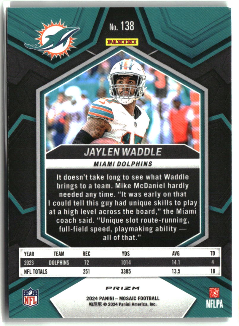 Jaylen Waddle 2024 Panini Mosaic Mosaic Green #138