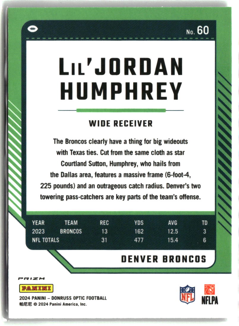 Lil'Jordan Humphrey 2024 Donruss Optic Holo #60