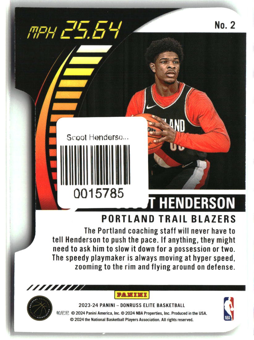 Scoot Henderson 2023-24 Donruss Elite Full Throttle Orange Die Cut #2
