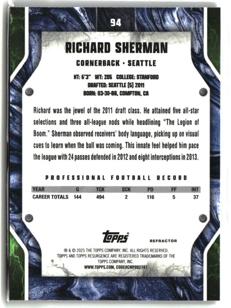 Richard Sherman 2024 Topps Resurgence Refractor #94