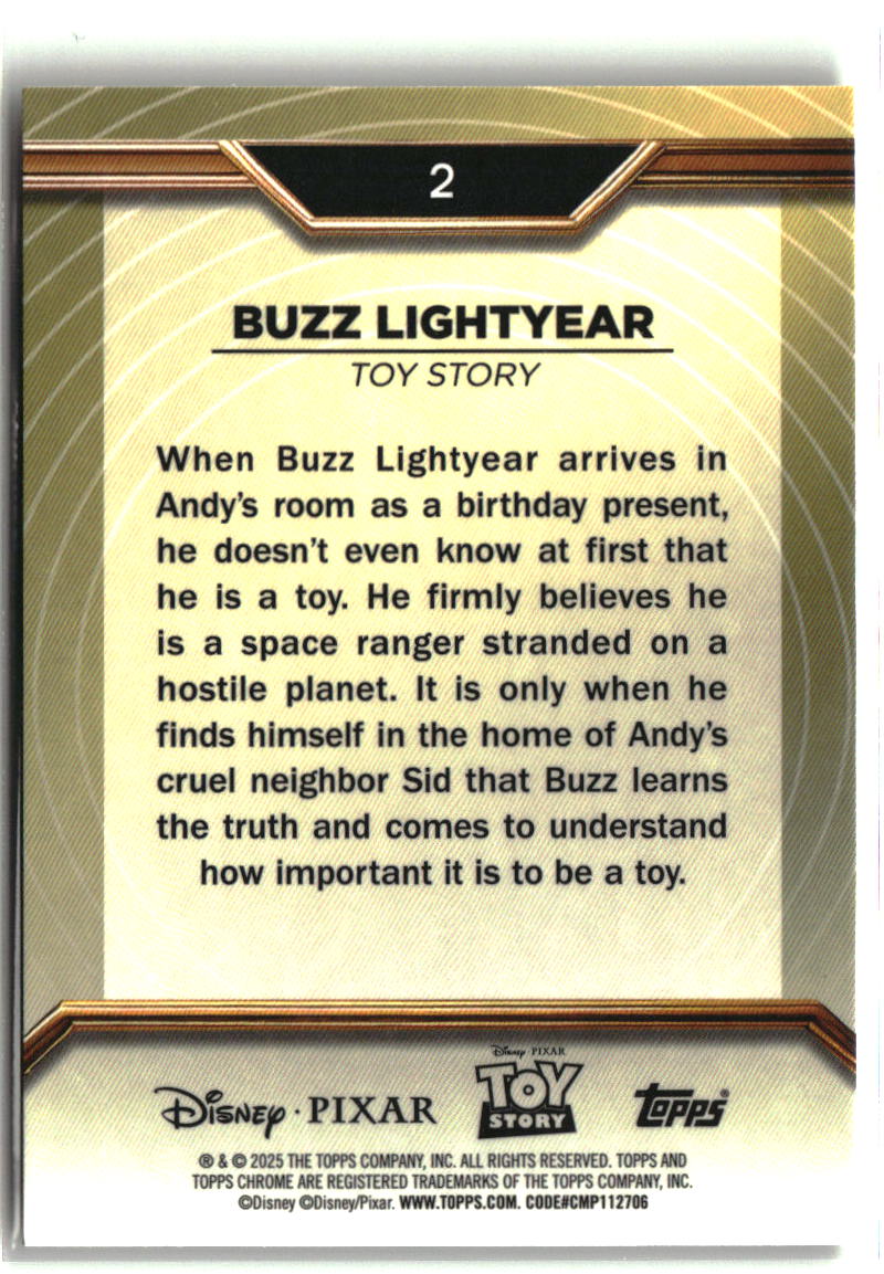 Buzz Lightyear 2025 Topps Pixar Gold Kaleidoscope Etch Refractor #2