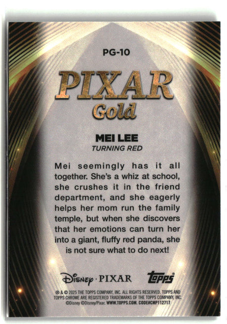 Mei Lee 2025 Topps Pixar Gold Pixar Gold #PG-10
