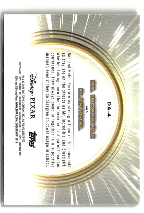 Mr. Incredible / Elastigirl 2025 Topps Pixar Gold Golden Double Acts #DA-4