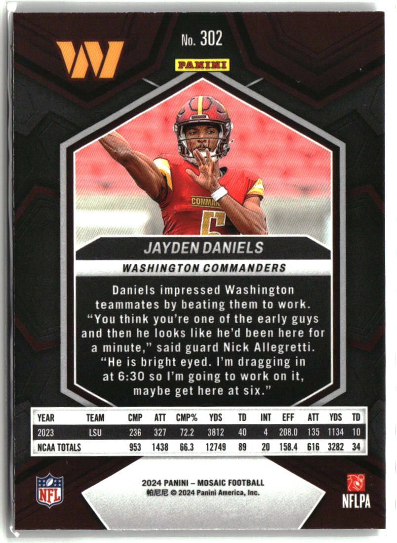 Jayden Daniels 2024 Panini Mosaic #302