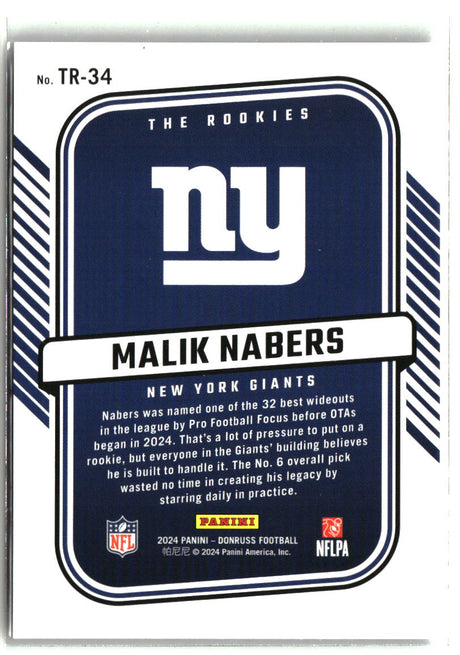 Malik Nabers 2024 Donruss The Rookies #TR-34