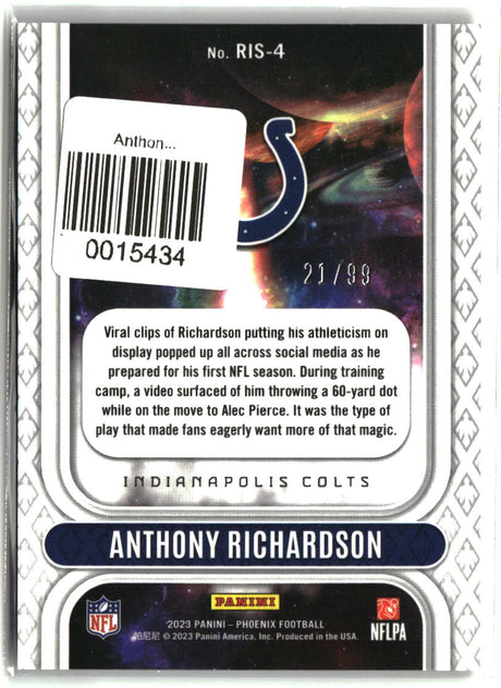 Anthony Richardson 2023 Panini Phoenix Rookie Rising Orange #RIS-4 #/99