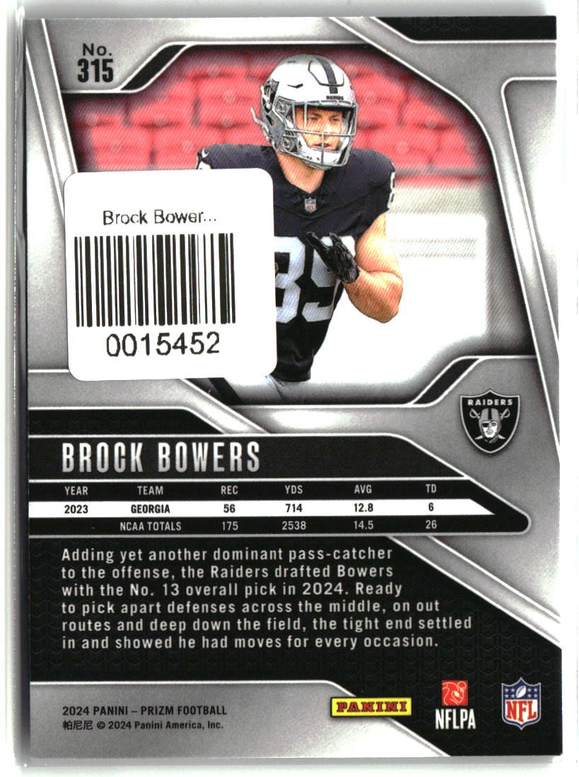Brock Bowers 2024 Panini Prizm #315