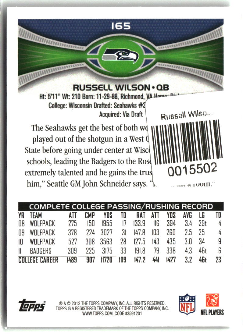 Russell Wilson 2012 Topps #165