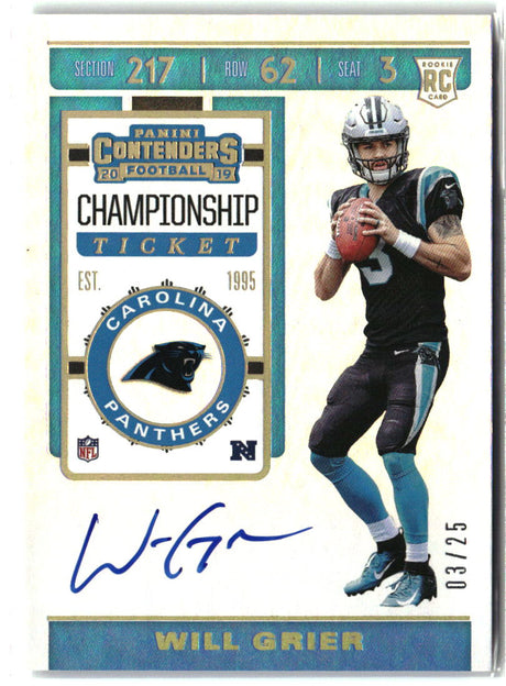 Will Grier 2019 Panini Contenders Championship Ticket #105 #/25
