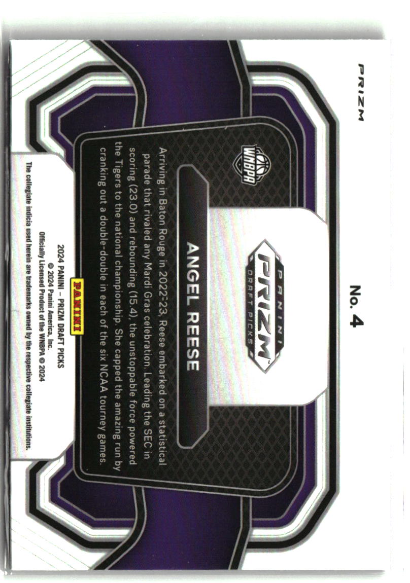 Angel Reese 2024 Panini Prizm Draft Picks - Campus Legends Prizms Purple Wave #4