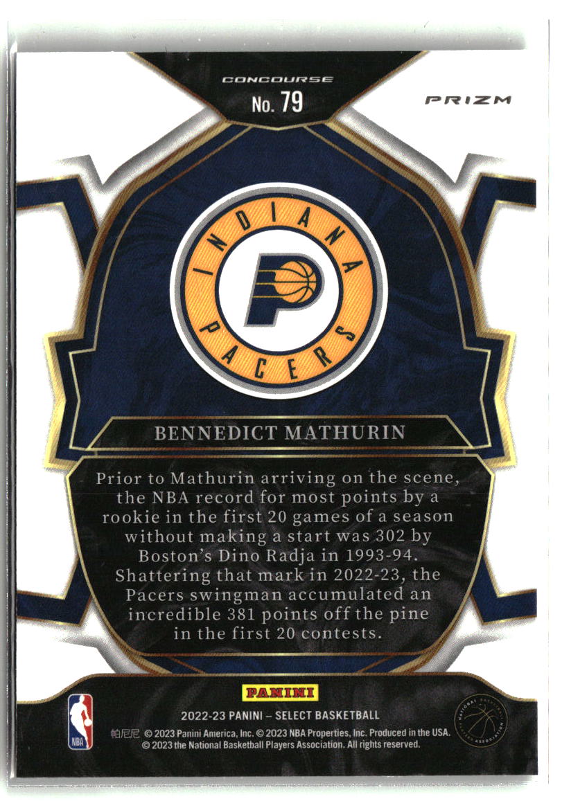 Bennedict Mathurin 2022-23 Panini Select Silver Prizms #79