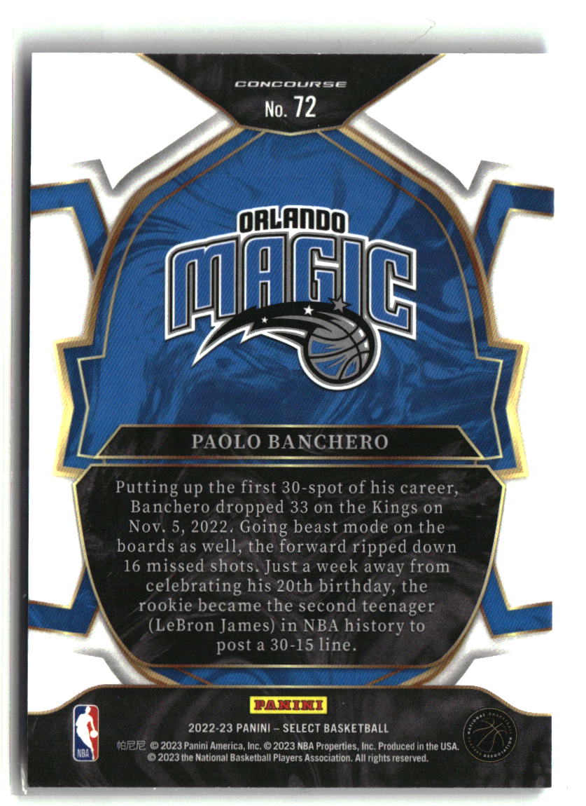 Paolo Banchero 2022-23 Panini Select Blue (Retail Base) #72