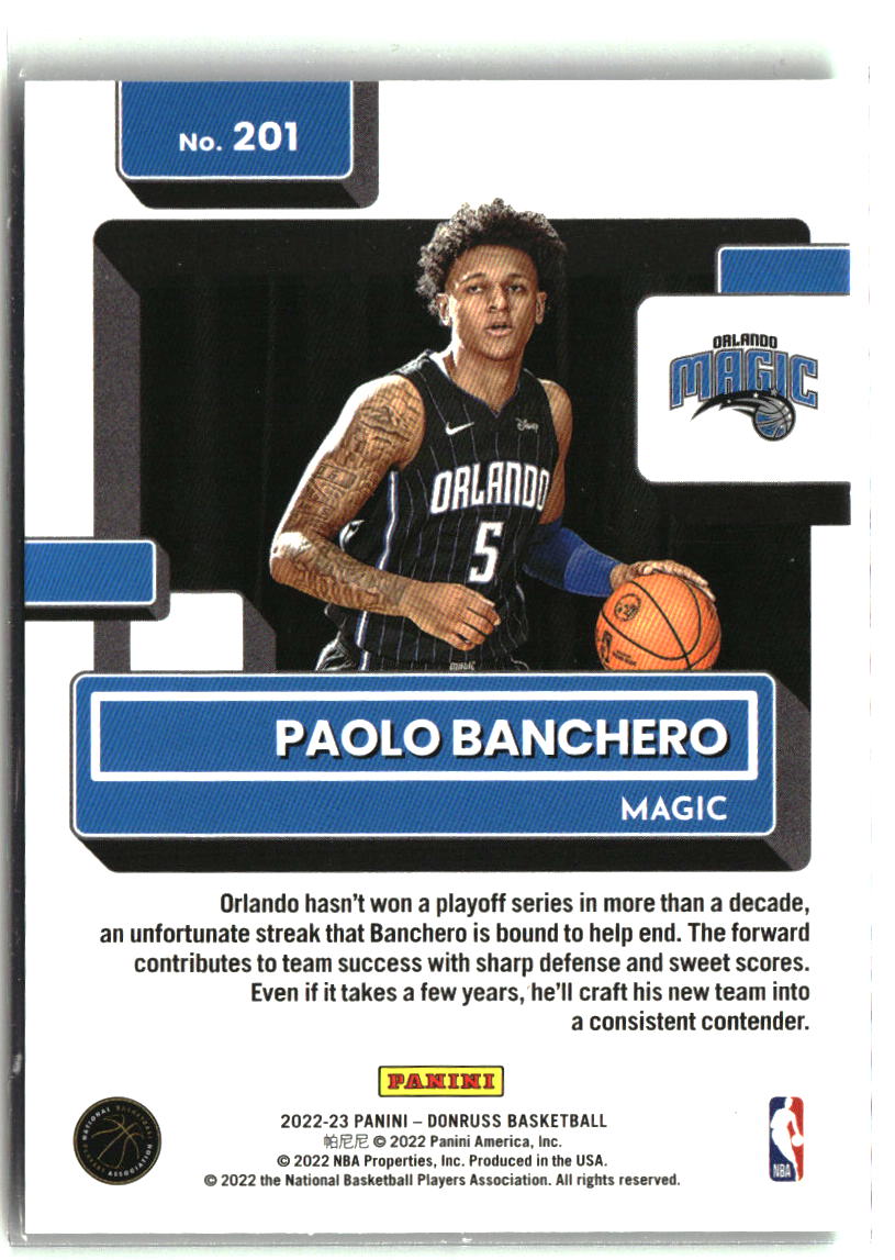 Paolo Banchero 2022-23 Donruss Holo Laser Green #201