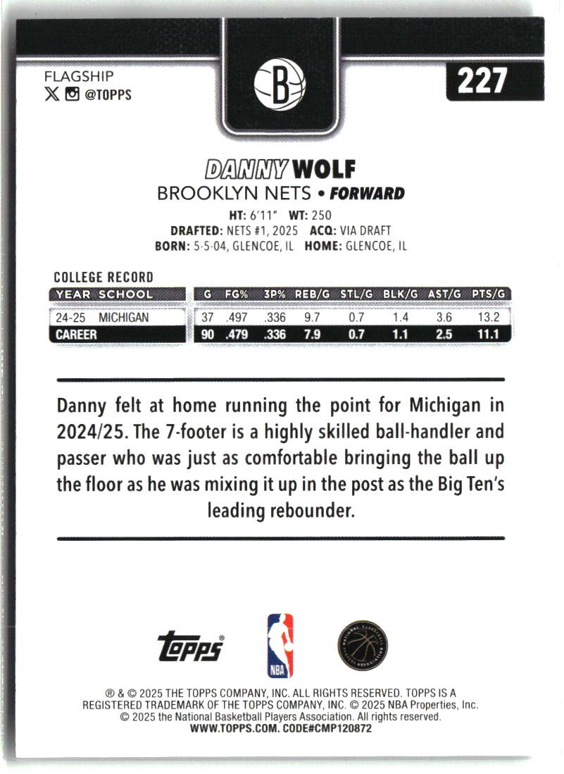 Danny Wolf 2025-26 Topps #227
