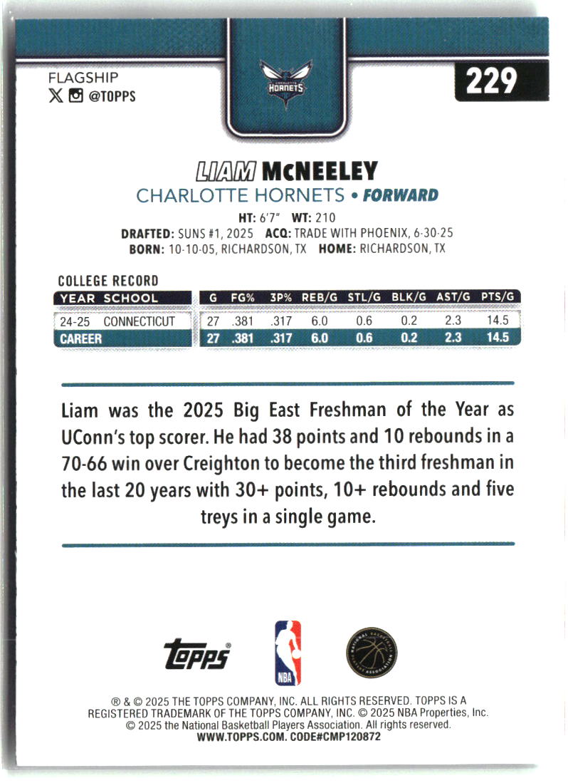 Liam McNeeley 2025-26 Topps #229