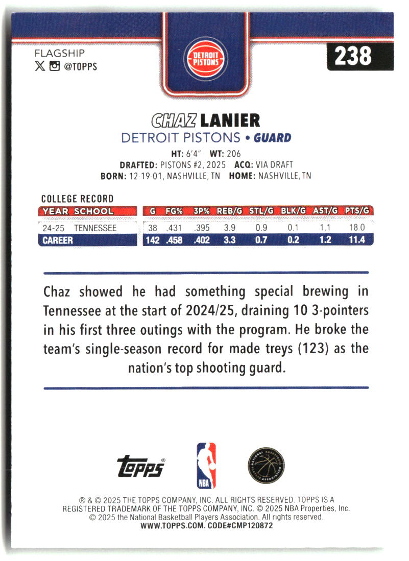 Chaz Lanier 2025-26 Topps #238
