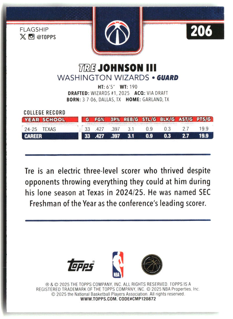 Tre Johnson III 2025-26 Topps #206