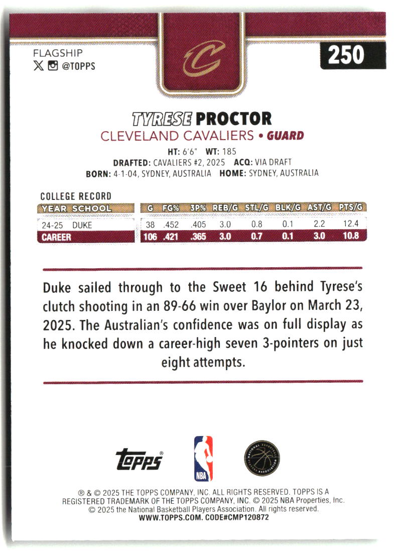 Tyrese Proctor 2025-26 Topps #250