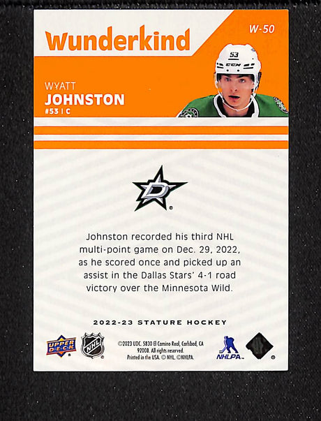 Wyatt Johnston 2022-23 Upper Deck Stature Wunderkind Orange #W-50 #/35