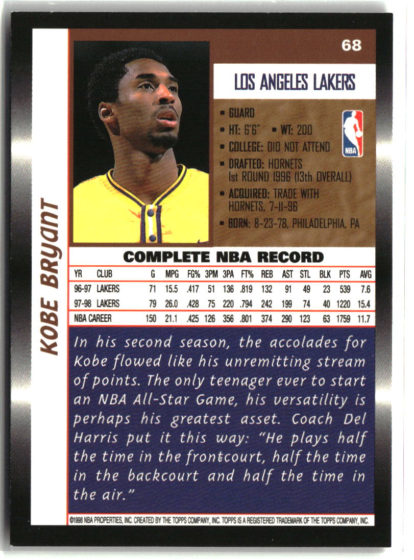 Kobe Bryant 1998-99 Topps #68