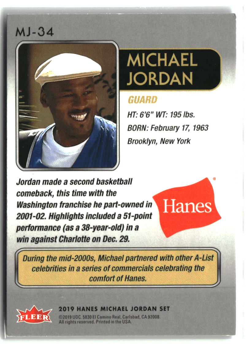 Michael Jordan 2018-19 Fleer Hanes Michael Jordan Red Foil #MJ-34