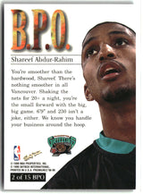 Shareef Abdur-Rahim 1998-99 SkyBox Premium B.P.O. #2 BPO
