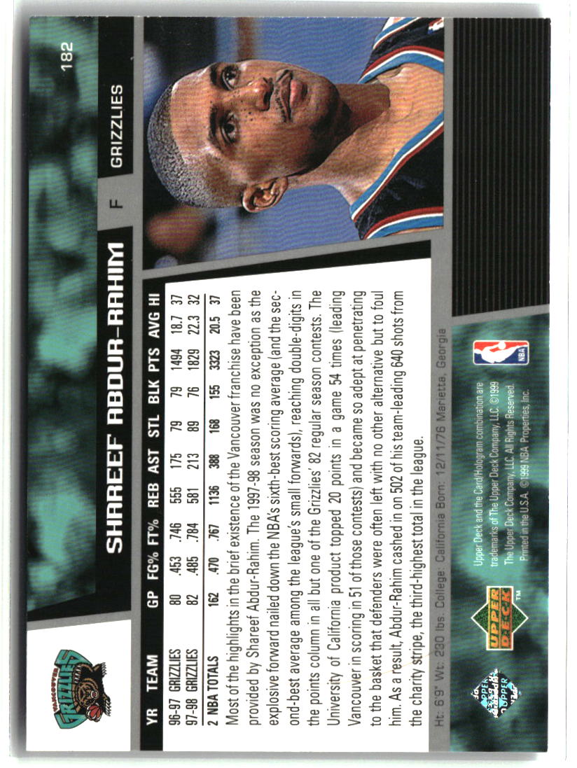 Shareef Abdur-Rahim 1998-99 Upper Deck #182