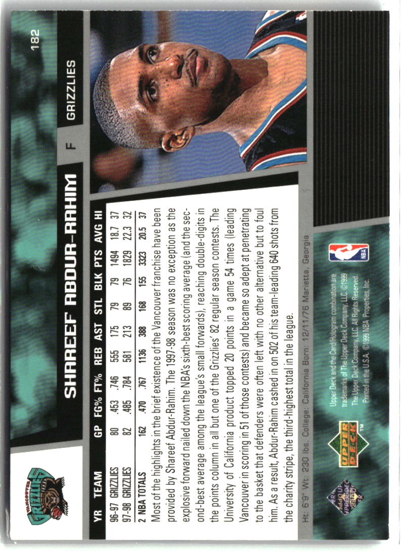 Shareef Abdur-Rahim 1998-99 Upper Deck #182