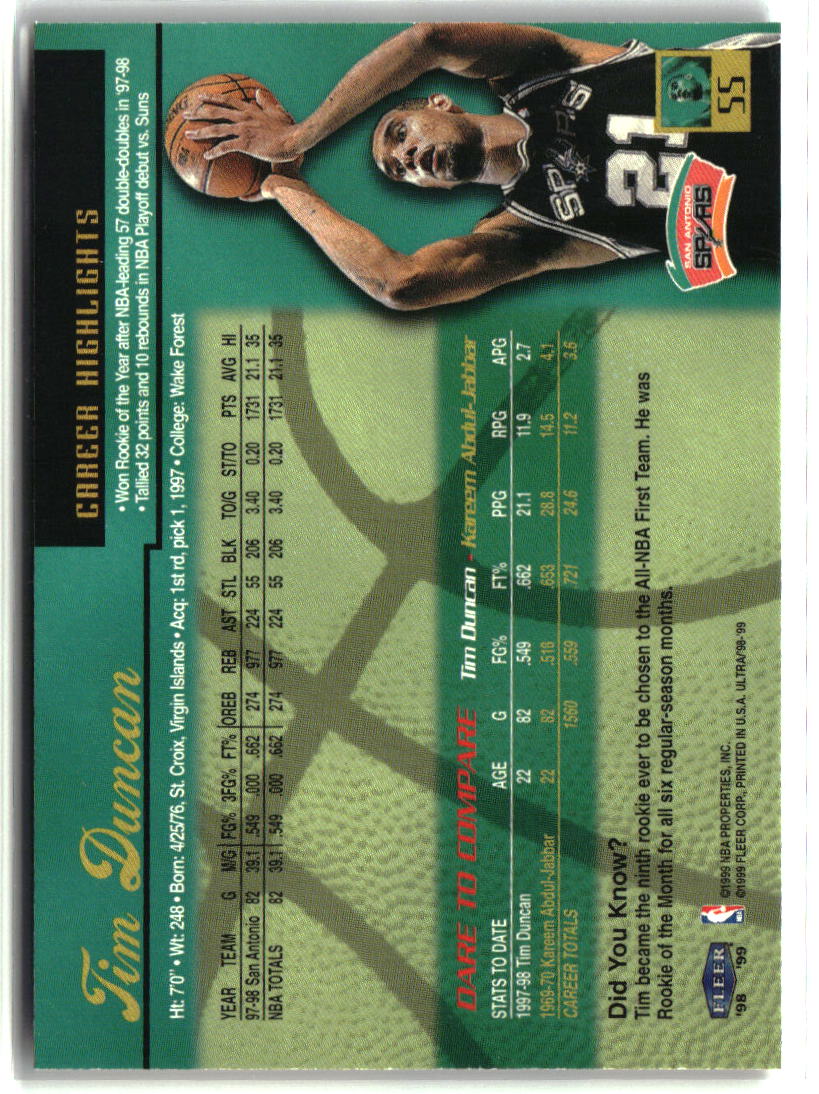 Tim Duncan 1998-99 Ultra #55