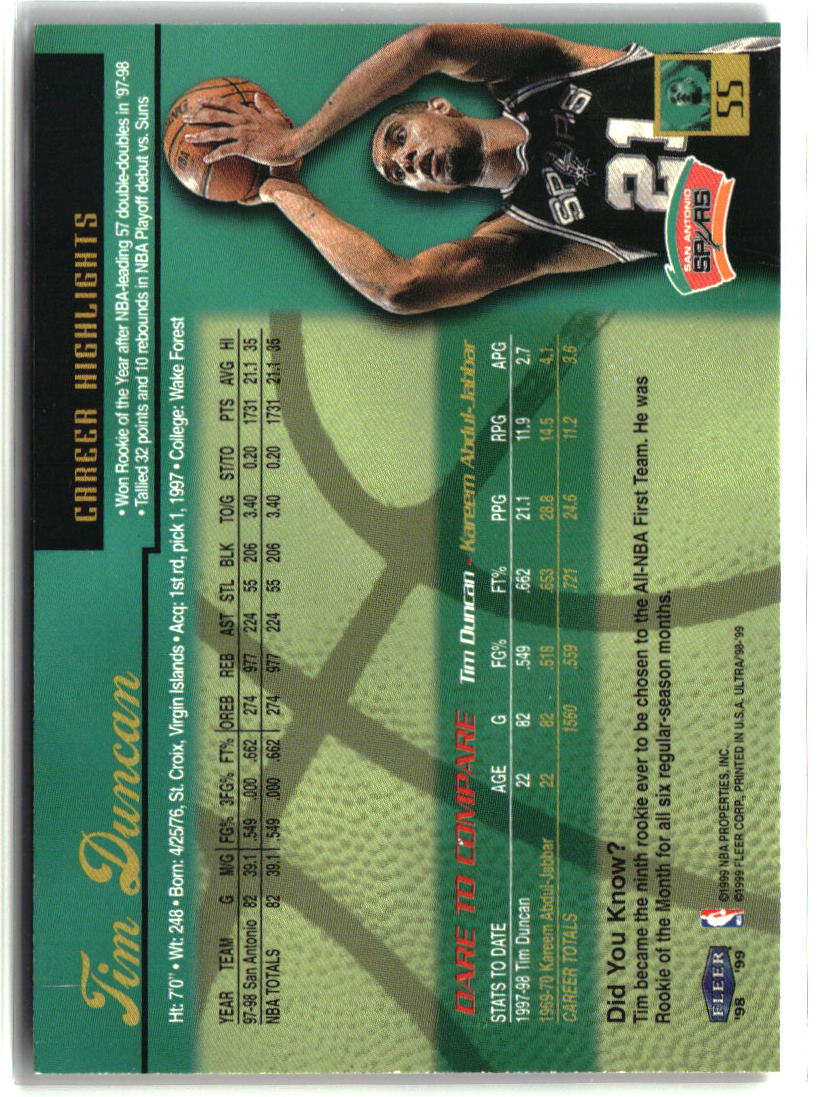 Tim Duncan 1998-99 Ultra #55