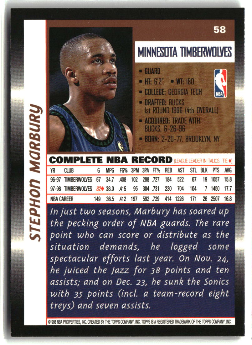 Stephon Marbury 1998-99 Topps #58