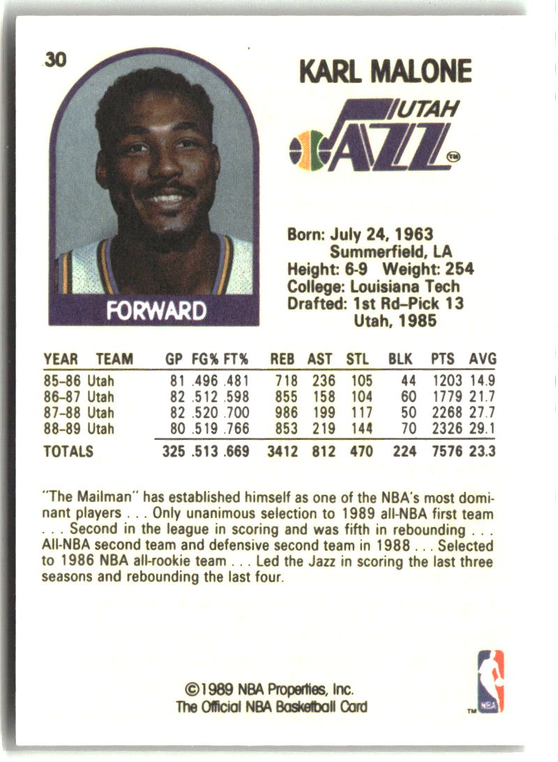 Karl Malone 1989-90 Hoops #30
