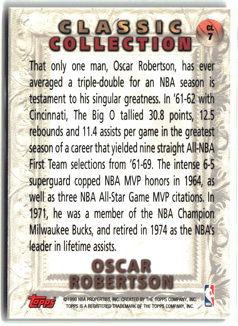 Oscar Robertson 1998-99 Topps Classic Collection #CL7