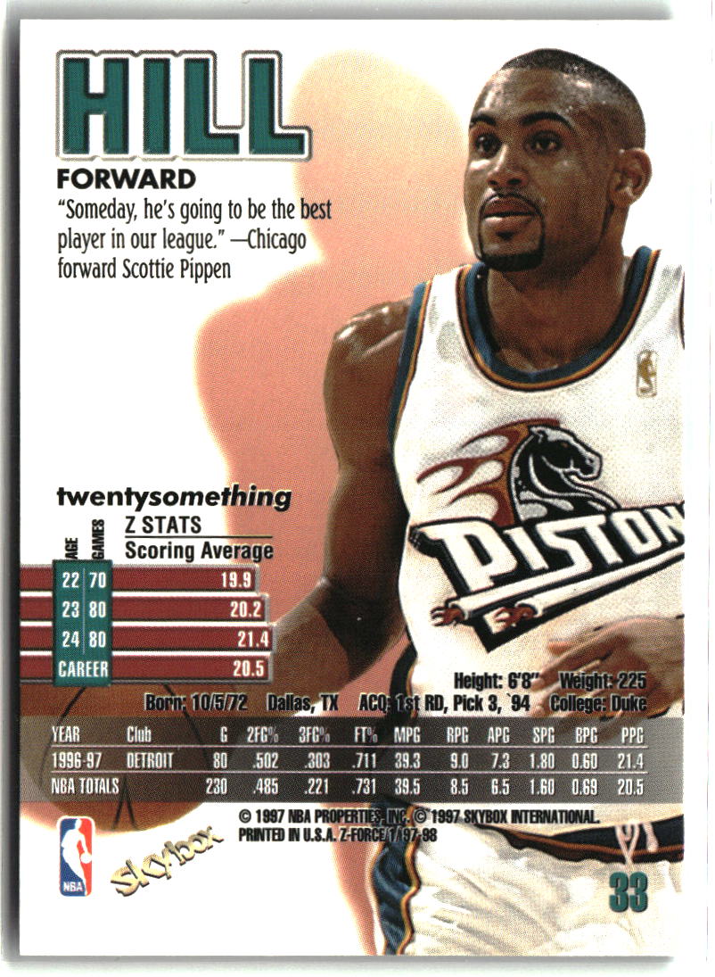 Grant Hill 1997-98 SkyBox Z-Force #33