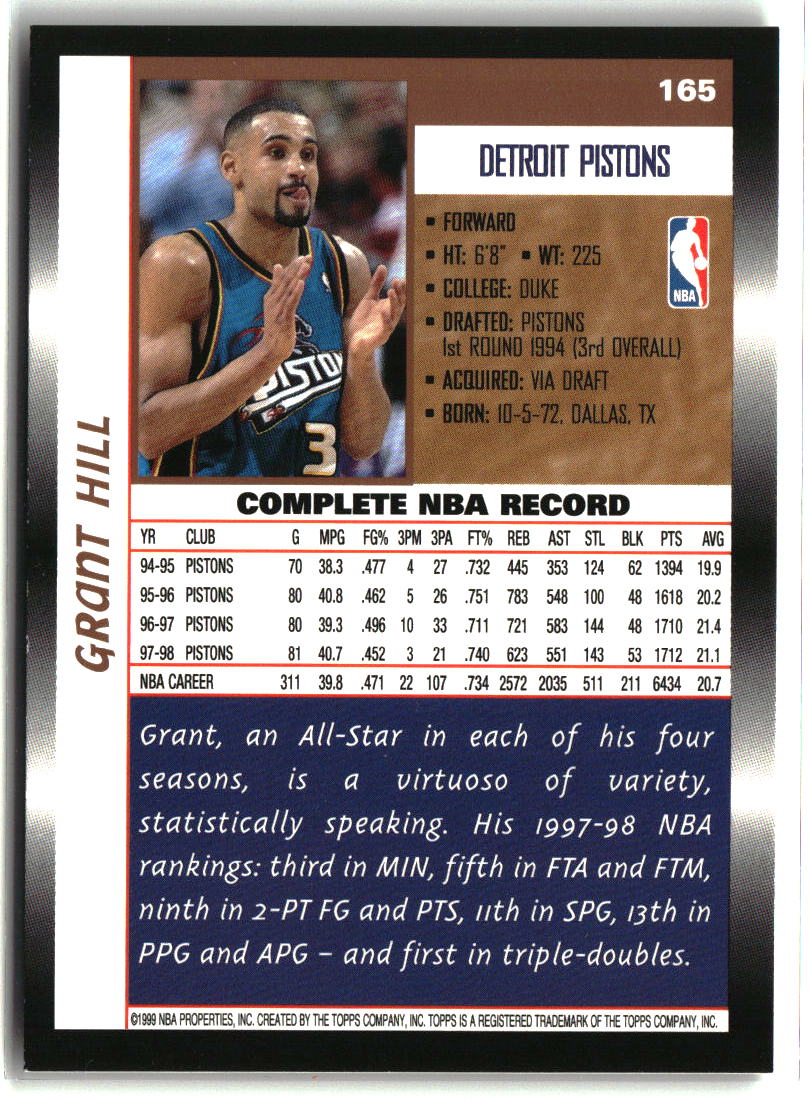 Grant Hill 1998-99 Topps #165