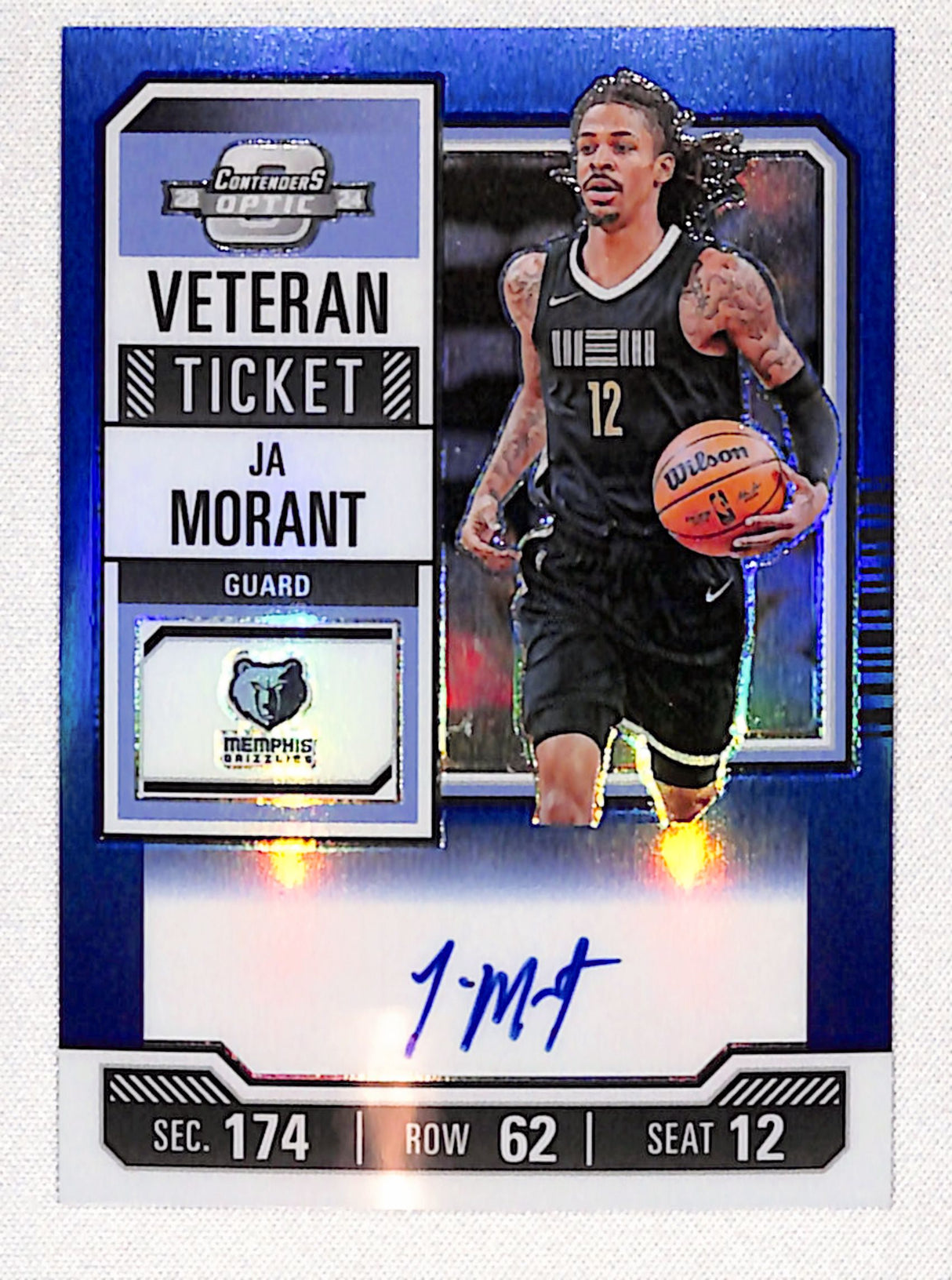 Ja Morant 2023-24 Panini Contenders Optic Veteran Ticket Blue #VT-JAM #/25