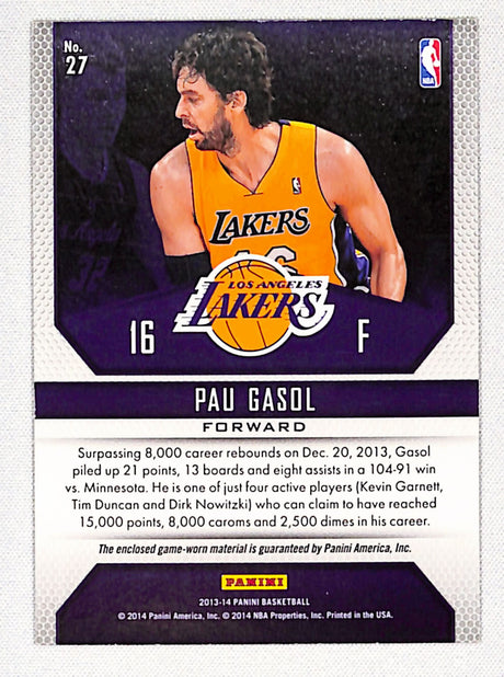 Pau Gasol 2013-14 Panini Game Jerseys #27