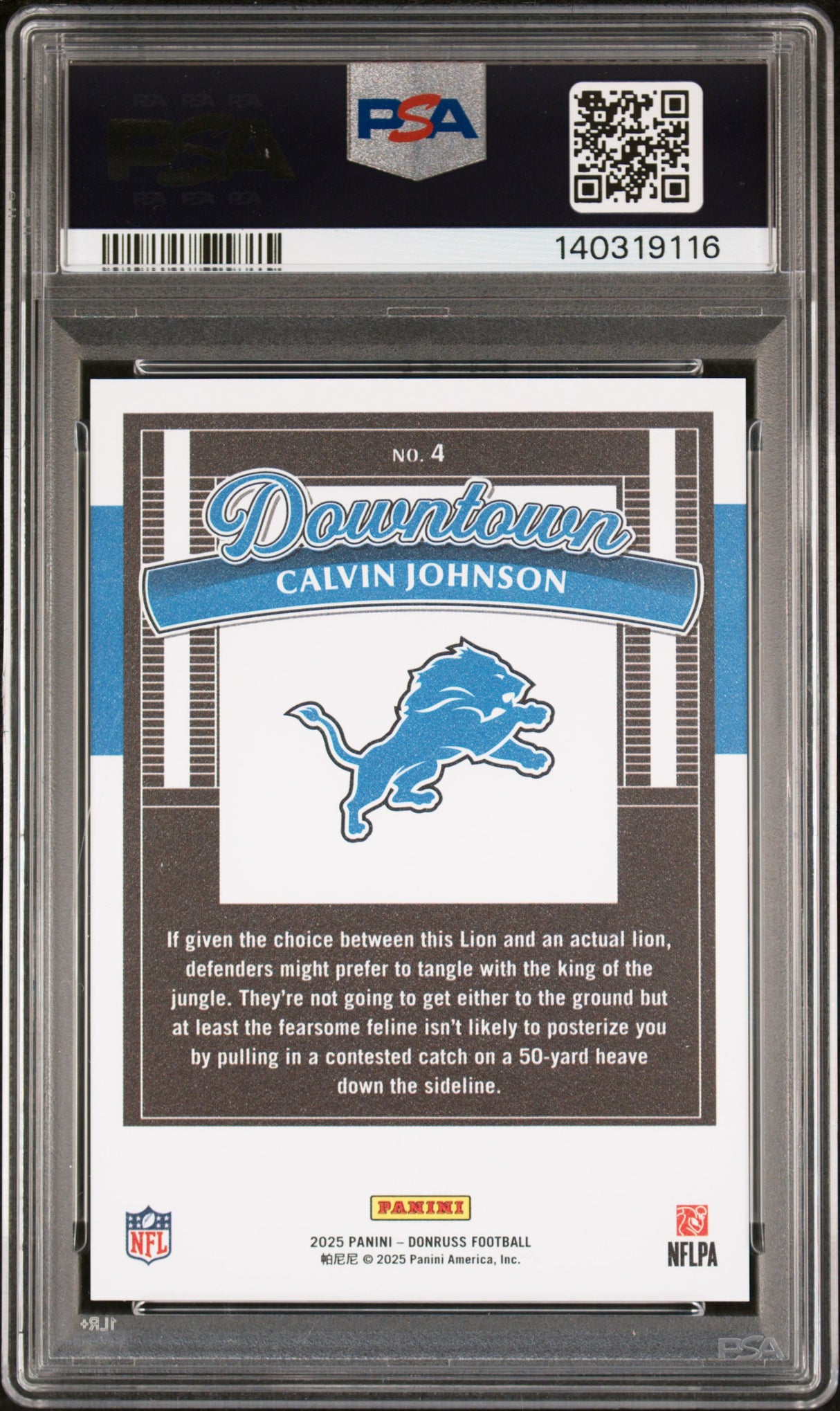 Calvin Johnson 2025 Donruss Downtown! #4 PSA 10