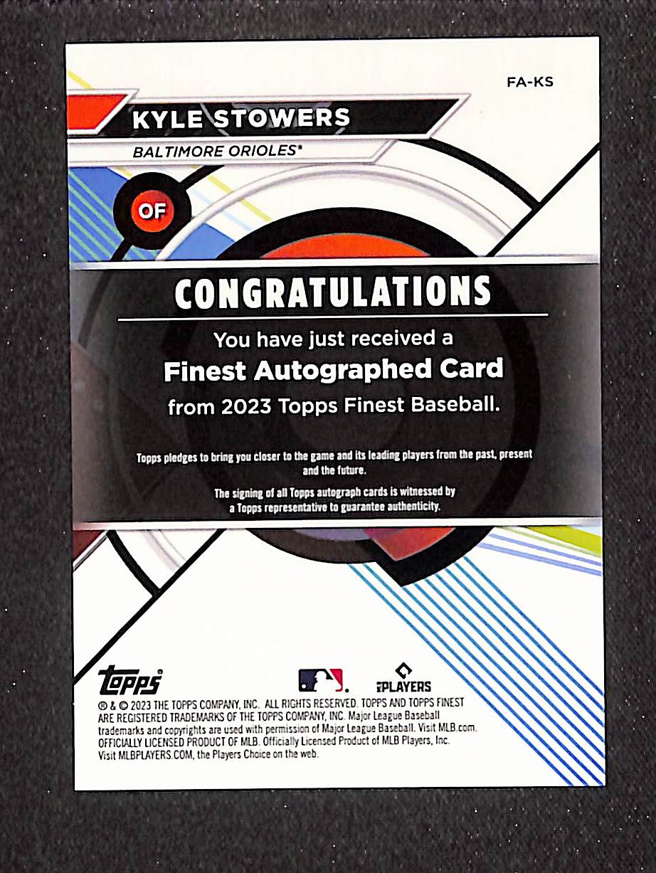 Kyle Stowers 2023 Finest Finest Autographs Green Wave Refractor #FA-KS #/99