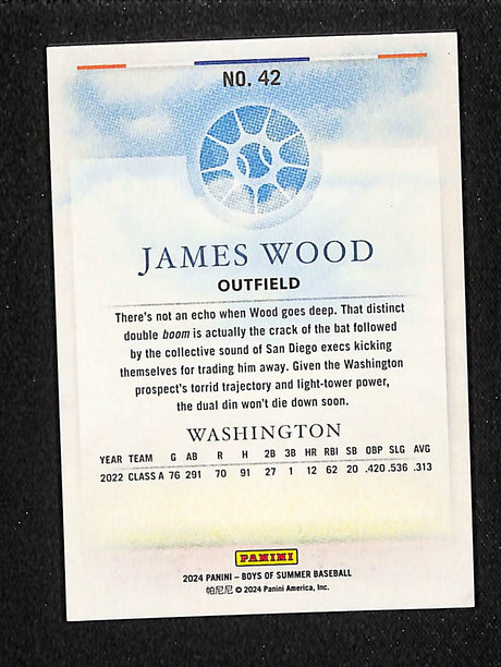 James Wood 2024 Panini Boys of Summer #42 #/275
