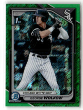 Load image into Gallery viewer, George Wolkow 2024 Bowman Chrome Prospects Green Shimmer #BCP-144 #/99

