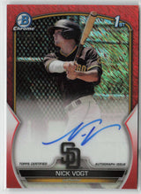 Nick Vogt 2023 Bowman Chrome Prospect Autographs Orange Shimmer #CPA-NV #/25
