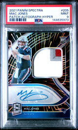 Mac Jones 2021 Panini Spectra Rookie Patch Autographs Hyper #205 #/60 PSA 9