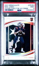 Load image into Gallery viewer, Mac Jones 2021 Clearly Immaculate Rookie Jerseys Prime #CRJ-MJ #/5 PSA 9
